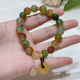 Colorful Peacock Agate Buckle Bracelet for Women