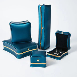 Peacock Jewelry Box with Crown Buckle Edge for Wedding Engagement Ring Necklace