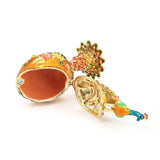 Peacock Faberge-Egg Hand-Painted Trinket Box