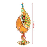 Peacock Faberge-Egg Hand-Painted Trinket Box