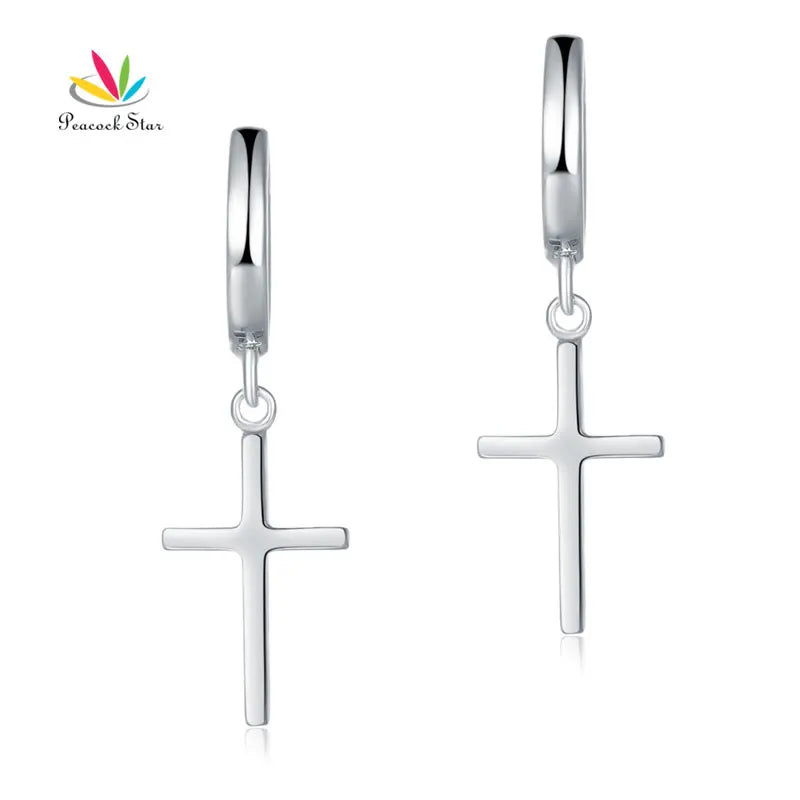 925 Silver Cross Earrings Wedding Gift CFE8160