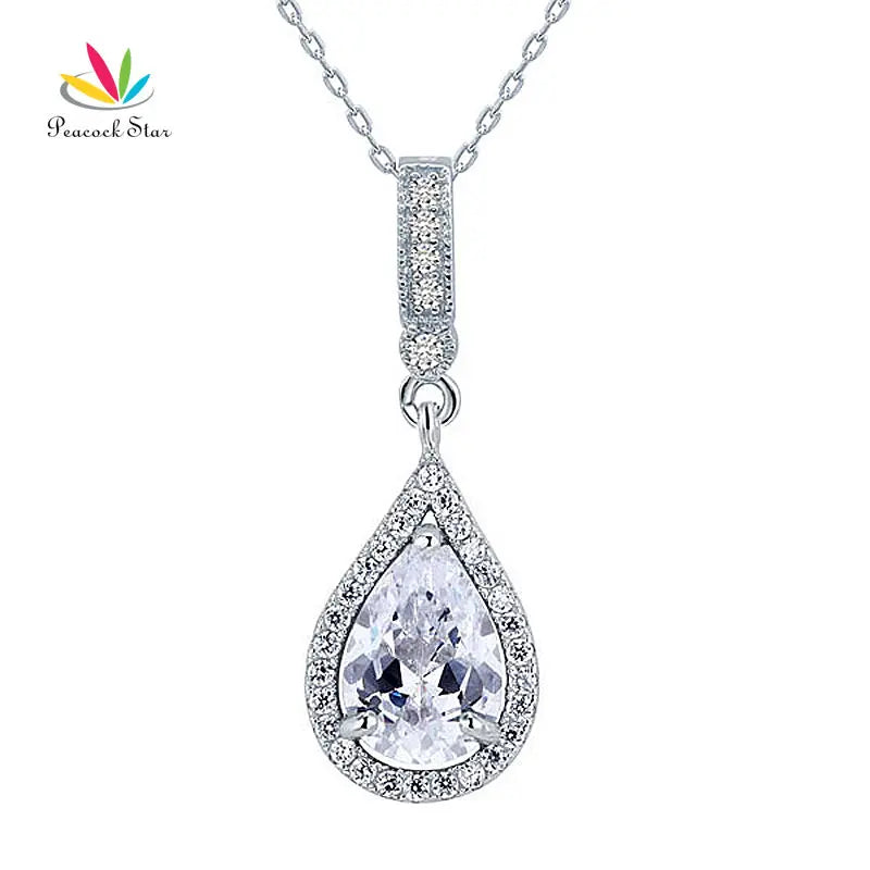 925 Silver Tear Drop Pendant Necklace for Bridesmaid