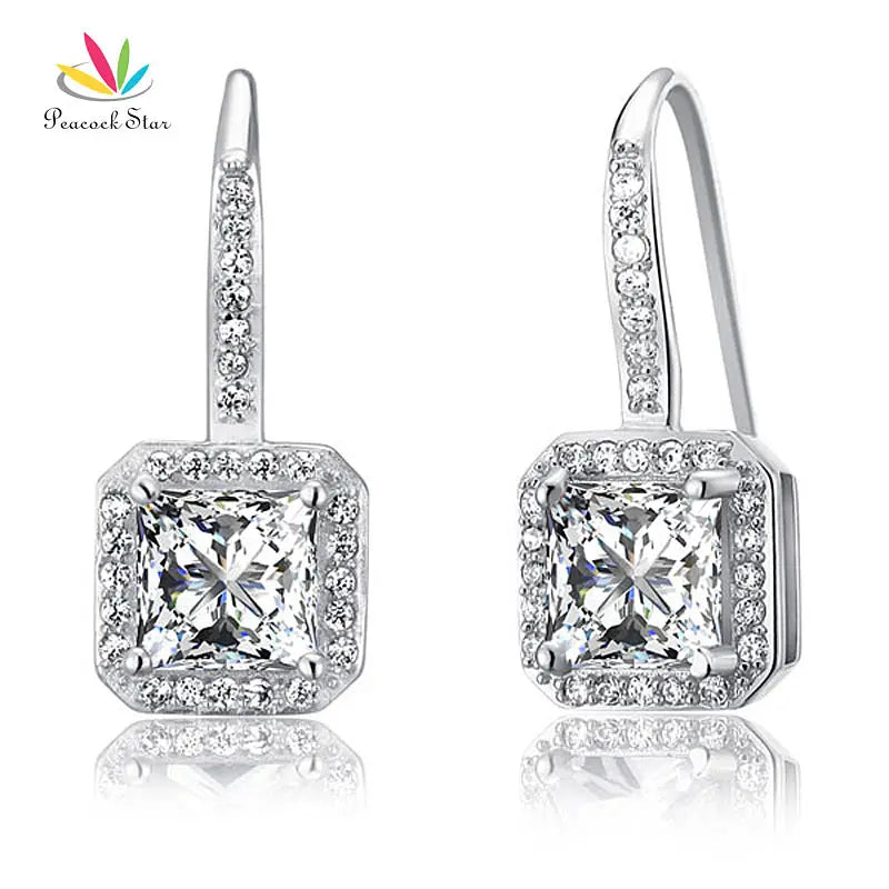 925 Silver Dangle Bridal Wedding Earrings CFE8047