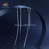 925 Silver Dangle Drop Cross Earrings Long
