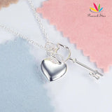 Girls Heart Key Pendant Necklace 925 Sterling Silver Children Jewelry