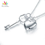Girls Heart Key Pendant Necklace 925 Sterling Silver Children Jewelry