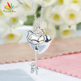 Girls Heart Key Pendant Necklace 925 Sterling Silver Children Jewelry