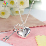 Girls Heart Key Pendant Necklace 925 Sterling Silver Children Jewelry