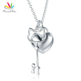 Girls Heart Key Pendant Necklace 925 Sterling Silver Children Jewelry