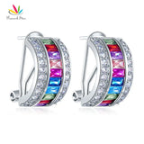 Multi-Color Stones 925 Silver Earrings Lady Style CFE8131