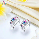 Multi-Color Stones 925 Silver Earrings Lady Style CFE8131