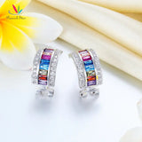 Multi-Color Stones 925 Silver Earrings Lady Style CFE8131