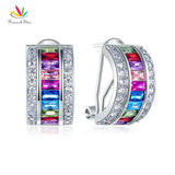 Multi-Color Stones 925 Silver Earrings Lady Style CFE8131