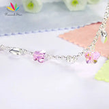 925 Sterling Silver Bracelet Pink Butterfly Crystal Hearts Gift
