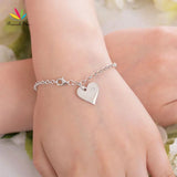925 Silver Bracelet Dangle Heart Bridesmaid Wedding Gift CFB8009
