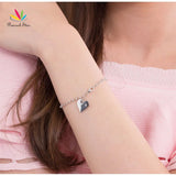 925 Silver Bracelet Dangle Heart Bridesmaid Wedding Gift CFB8009