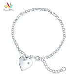 925 Silver Bracelet Dangle Heart Bridesmaid Wedding Gift CFB8009
