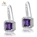 925 Sterling Silver Dangle Earrings Purple Jewelry