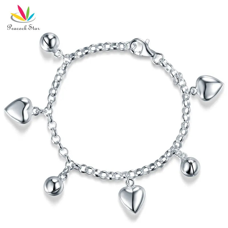 925 Silver Hearts Bracelet Kids Girl Gift Children Jewelry