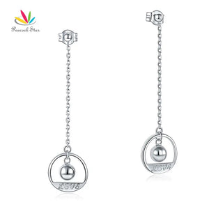 Sterling Silver Long Drop Love Earrings 5.5cm CFE8147