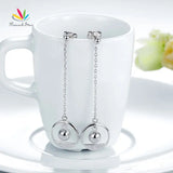 Sterling Silver Long Drop Love Earrings 5.5cm CFE8147