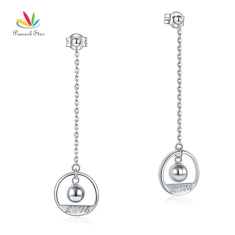 Sterling Silver Long Drop Love Earrings 5.5cm CFE8147