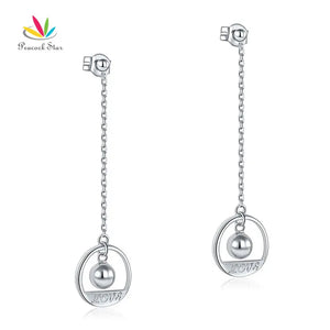 Sterling Silver Long Drop Love Earrings 5.5cm CFE8147