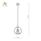 Sterling Silver Long Drop Love Earrings 5.5cm CFE8147