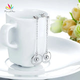 Sterling Silver Long Drop Love Earrings 5.5cm CFE8147