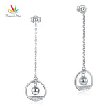Sterling Silver Long Drop Love Earrings 5.5cm CFE8147