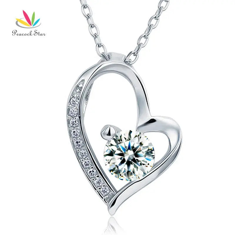 925 Silver Heart Pendant Wedding Necklace Jewelry