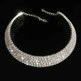 Peacock Star 8 Row Stretch Choker Necklace Crystal Rhinestone