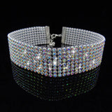 Peacock Star 8 Row Stretch Choker Necklace Crystal Rhinestone