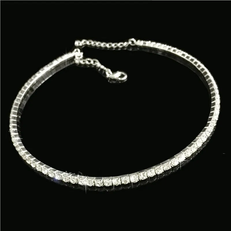 Peacock Star 8 Row Stretch Choker Necklace Crystal Rhinestone