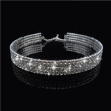 Peacock Star 8 Row Stretch Choker Necklace Crystal Rhinestone