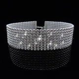Peacock Star 8 Row Stretch Choker Necklace Crystal Rhinestone