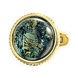 Liuli Crystal Peacock Foil Glass Cufflinks for Tuxedo