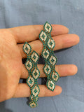 Peacock Feather Green Rhinestone Earrings for Women