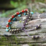 Vintage Blue Beaded Anklets with Brass Bell Ethnic Anklets