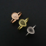 Pear Bezel Ring Setting 925 Sterling Silver DIY Adjustable Ring