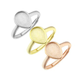 Pear Bezel Ring Setting 925 Sterling Silver DIY Adjustable Ring