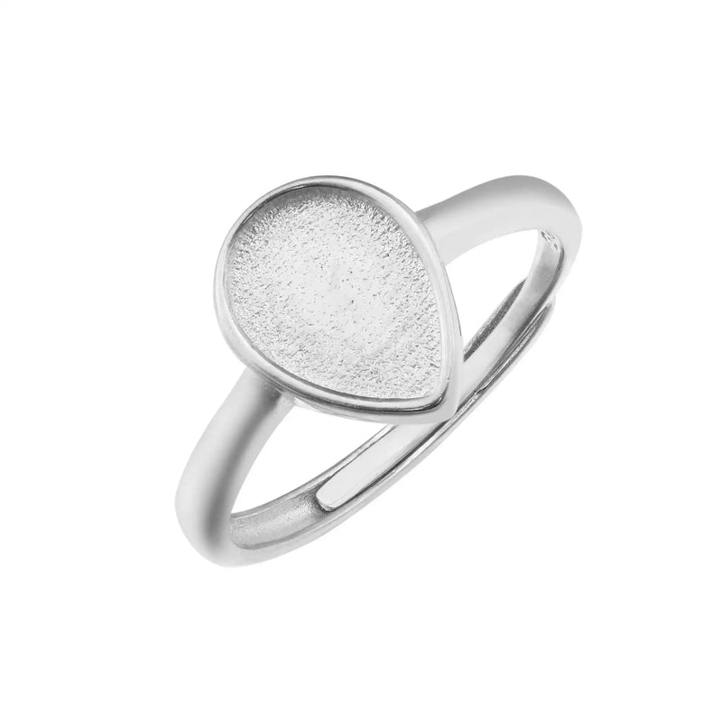 Pear Bezel Ring Setting 925 Sterling Silver DIY Adjustable Ring