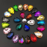 Pear Crystal Glass Rhinestones Teardrop Loose Beads Pointback Fancy Stone