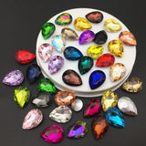 Pear Crystal Glass Rhinestones Teardrop Loose Beads Pointback Fancy Stone