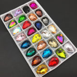 Pear Crystal Glass Rhinestones Teardrop Loose Beads Pointback Fancy Stone
