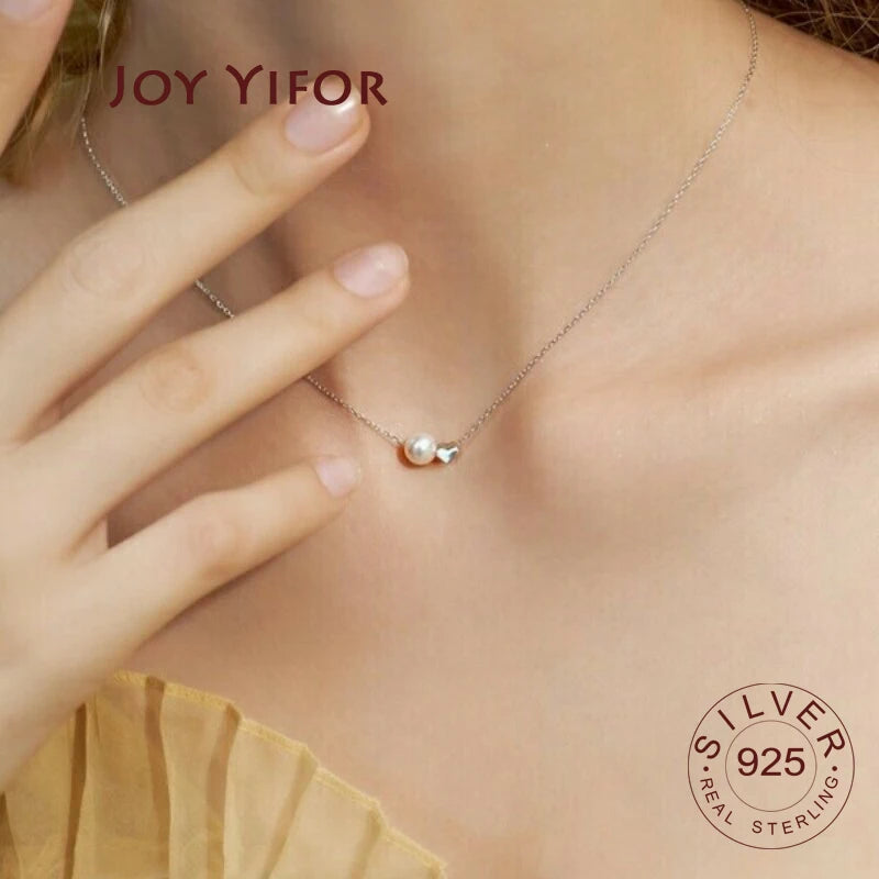 Sterling Silver Pear Heart Necklace Pendant Round Jewelry For Women