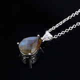 Labradorite Pendant 925 Silver Necklace Vintage Jewelry