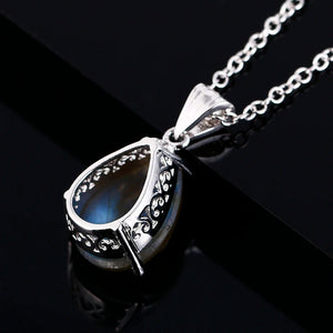 Labradorite Pendant 925 Silver Necklace Vintage Jewelry