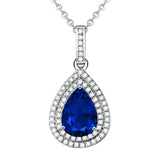 Emerald Gemstone Pendant Necklace 18K Plated Silver Engagement Jewelry