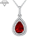 Emerald Gemstone Pendant Necklace 18K Plated Silver Engagement Jewelry